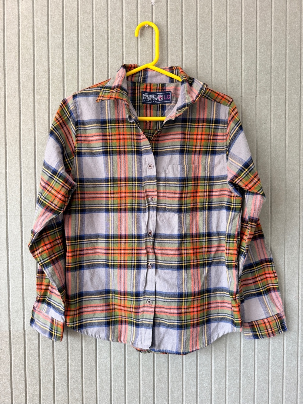 LG Orange Plaid Long-Sleeve Button-Down Shirt
